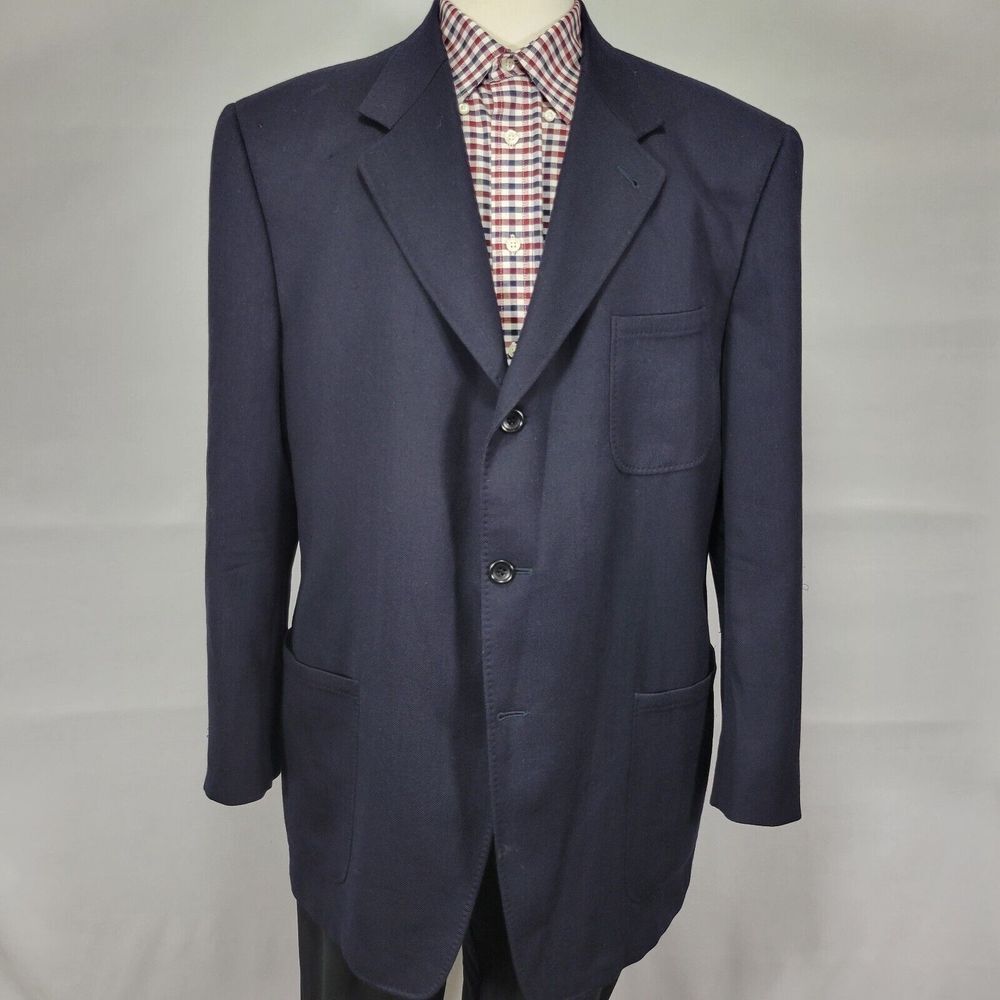 Canali Proposta Men's Sport‎ Coat Blazer Three Button Navy Twill Wool ITALY 48R